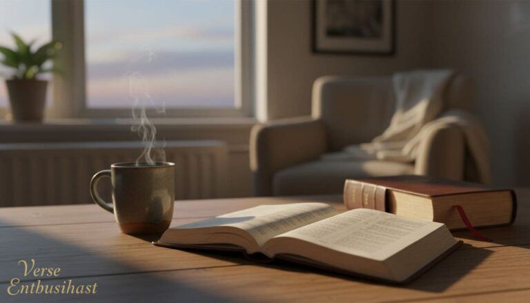 Open prayer journal and Bible on a quiet morning desk with warm light, symbolizing turning worry into prayer and finding peace.